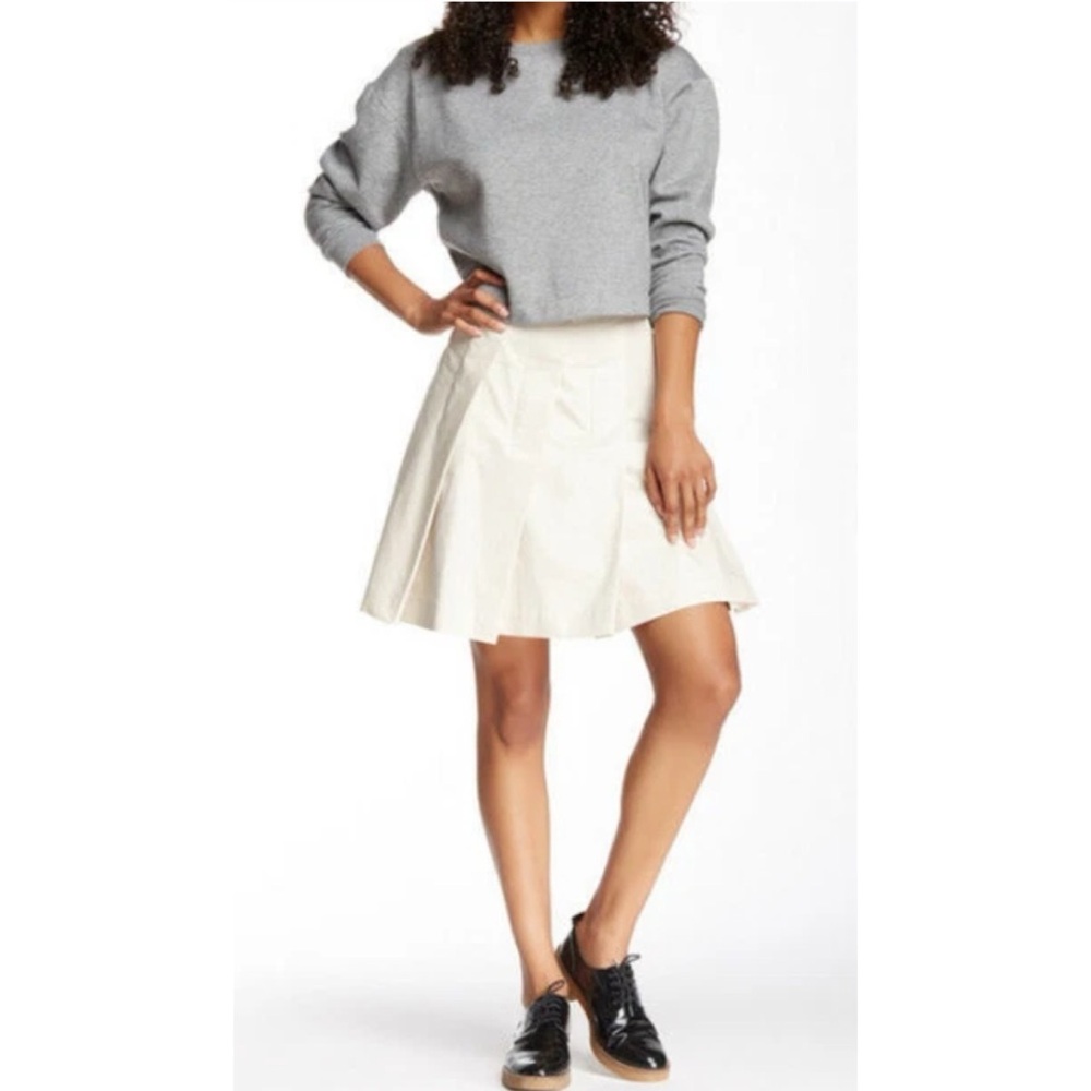Theory Ivory Full Pleated Mini Skirt Size 0